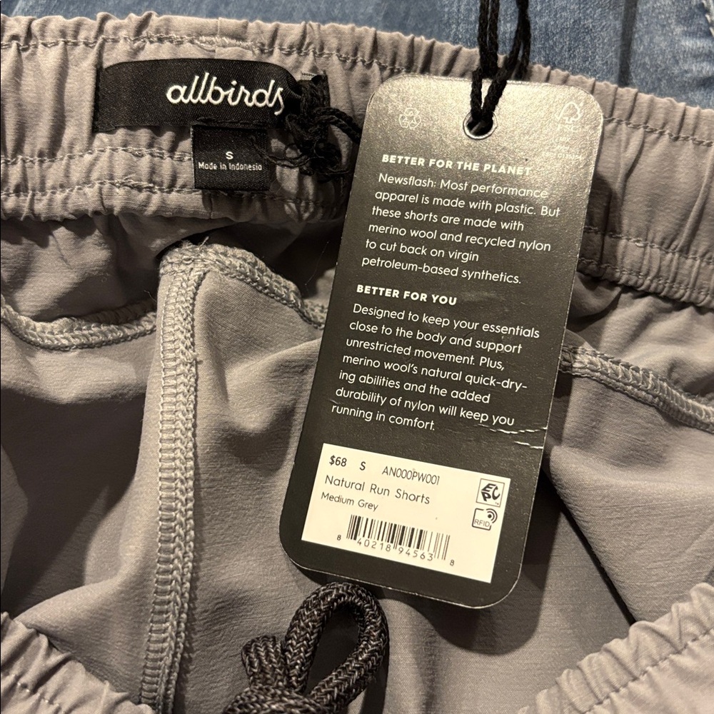 NWT Allbirds Natural Run Athletic Shorts in Medium Grey - Picture 3 of 9